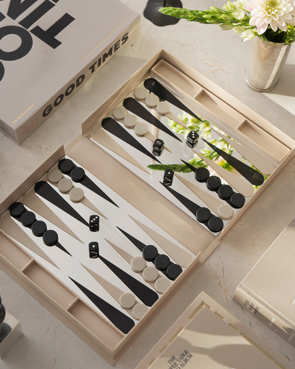 Art Of Backgammon Mirror, Beige/Clear