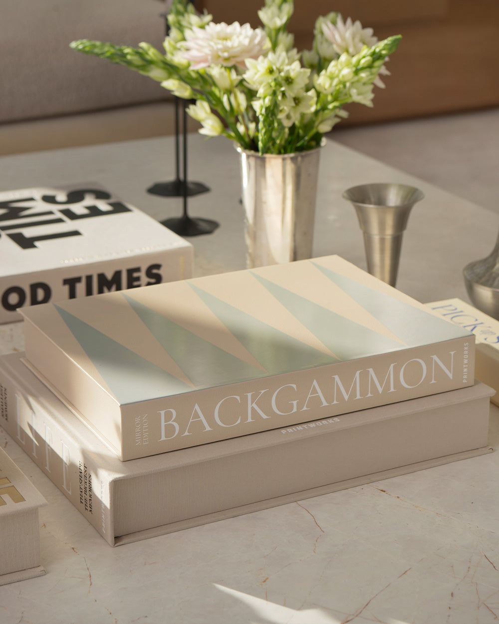 Art Of Backgammon Mirror, Beige/Clear