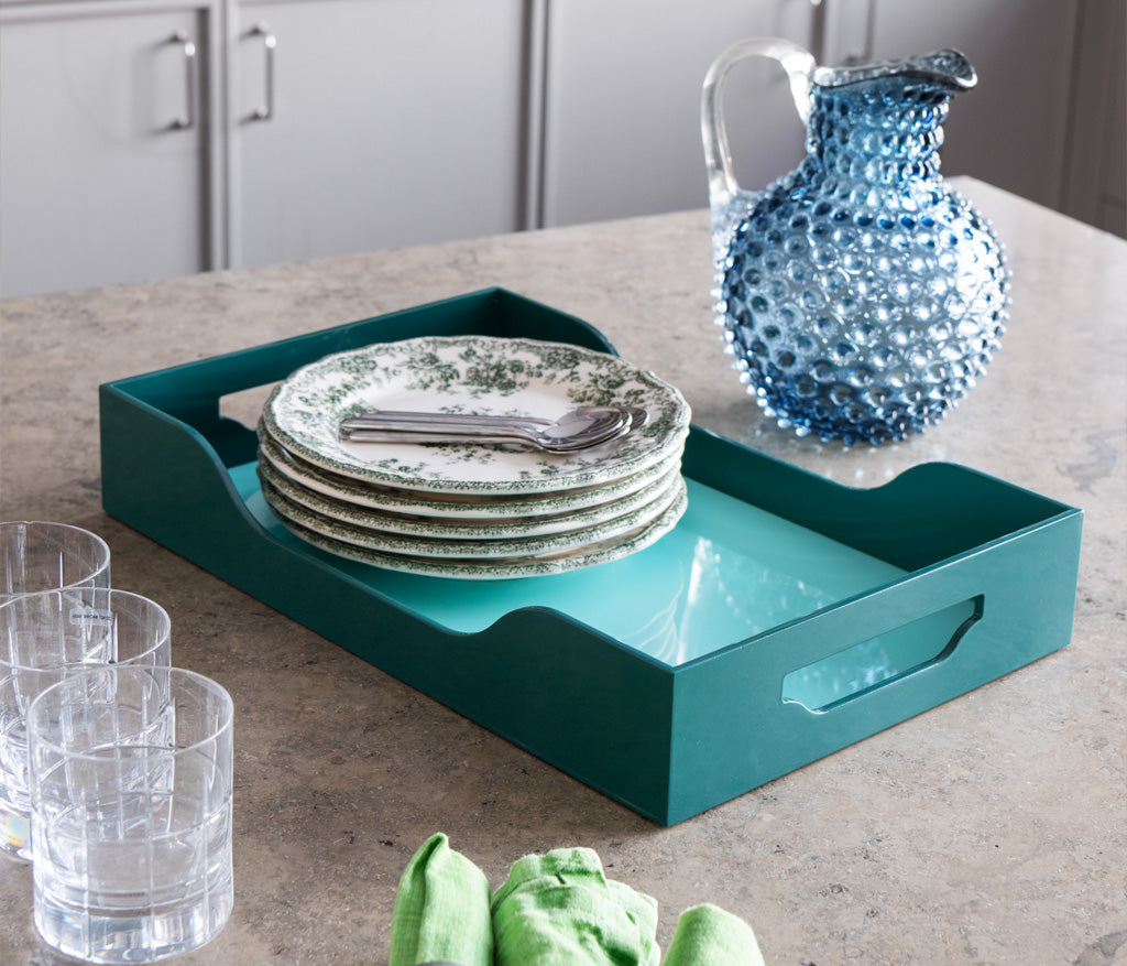 Lacquered Tray -Green, L