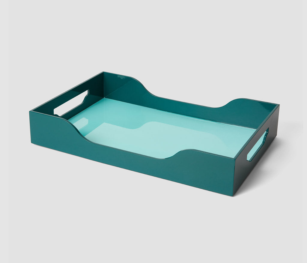 Plateau Laqué - Swell, Turquoise/Vert L