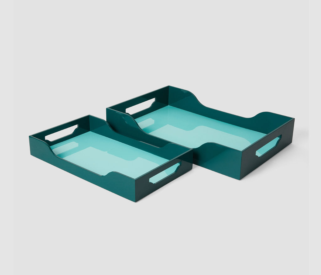 Lacquered Tray - Green, L
