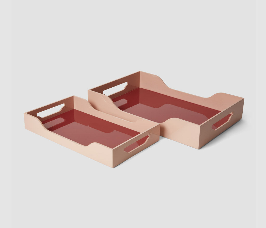 Lacquered Tray - Maroon, L