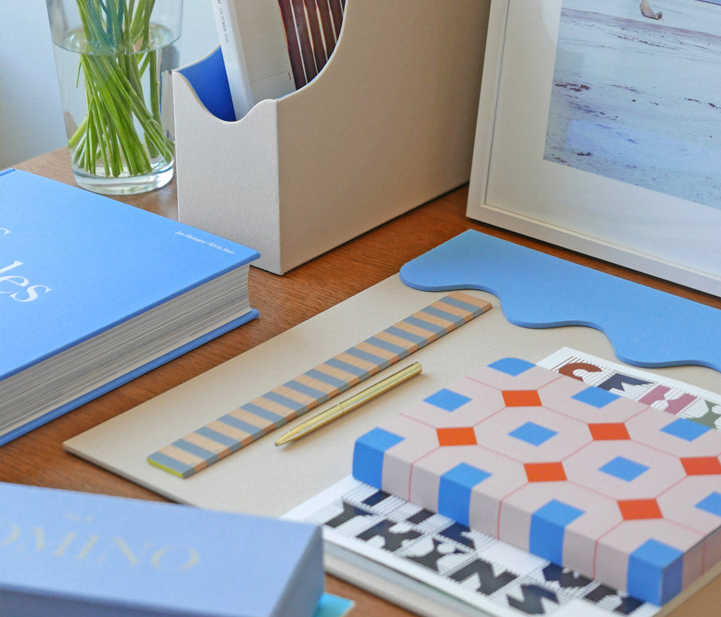 Desk Pad - Beige/Blue